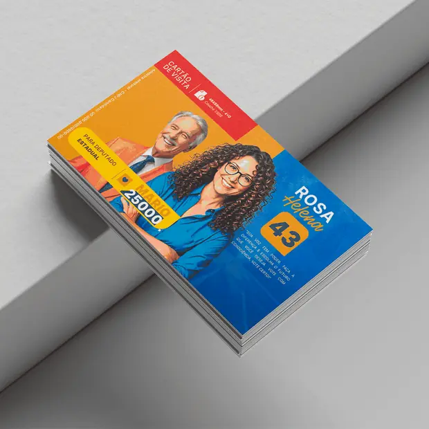 Cartão de visita de campanha 48x88mm em couché 250g impresso só na frente