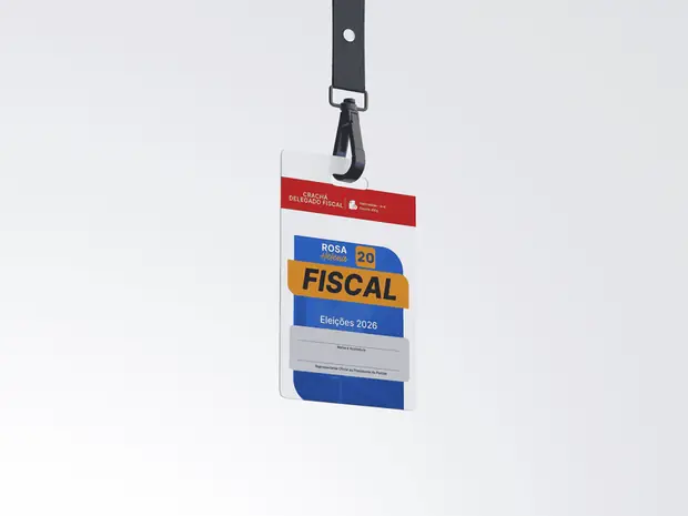 Crachá de delegado e fiscal de partido 100x140mm em couché 300g com cordão